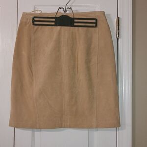 Mango MNG tan suede leather pencil  mini party  night out skirt Sz S
